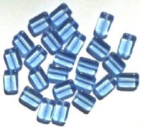 25 12x8x4mm Light Sapphire Brick Glass Beads